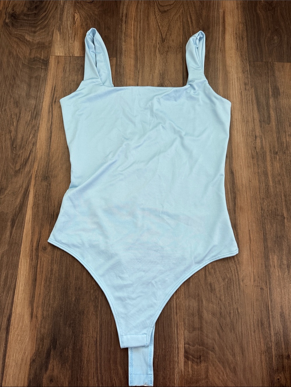 Light Blue Kids One-Piece Bodysuit with Square Neckline